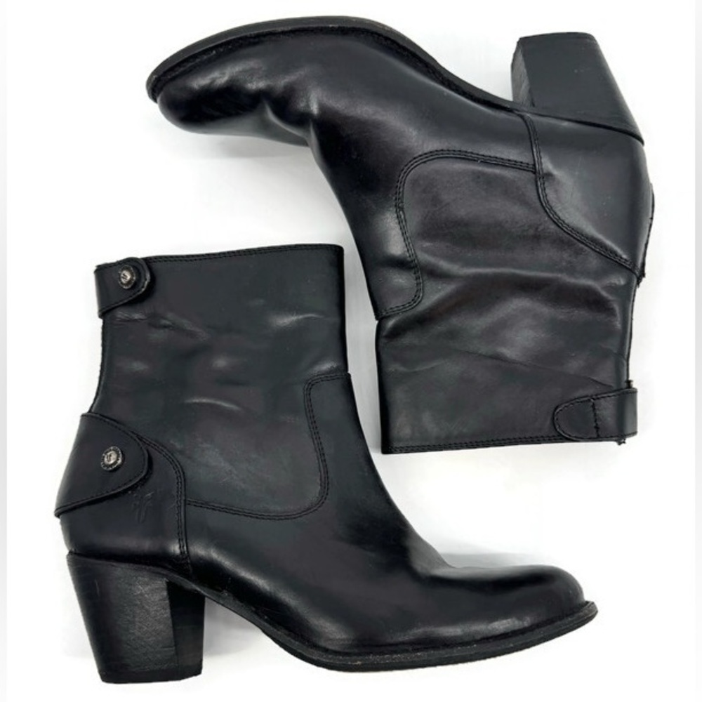 Frye‎ Jackie Zip Short Black Leather Ankle Boots Size 8.5B